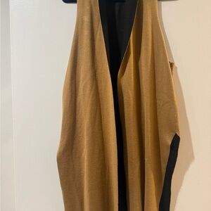 Tan and Black Sleeveless Vest